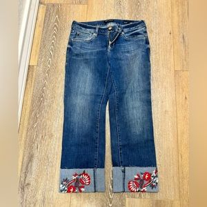 Dear John Playback Cuffed embroidered crop jeans